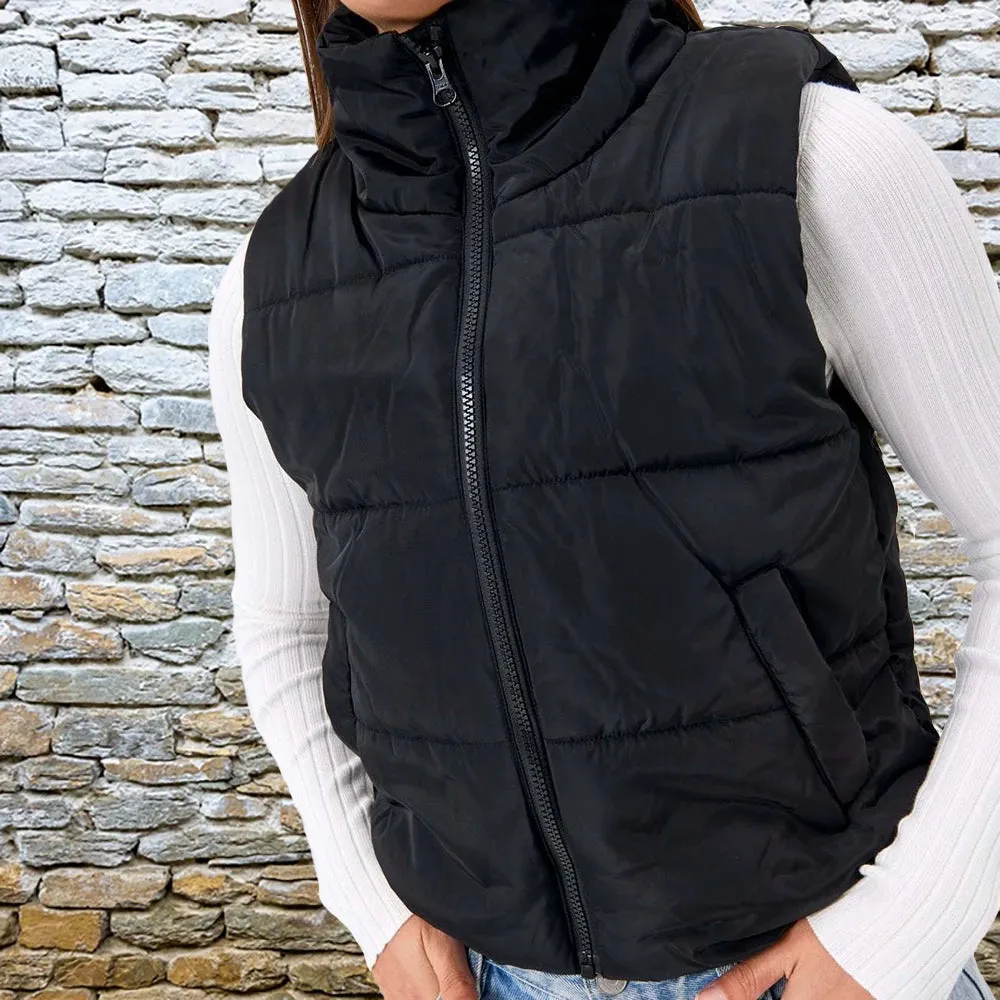 Amazon Cross Border European and American Women's Wear Autumn/Winter New Solid Color Fashion Pocket Casual Vest for Stylish Comfort