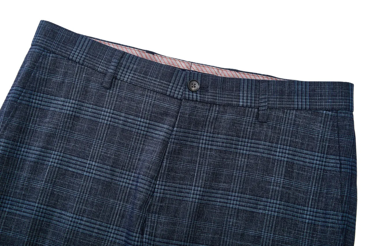 Blended Stretch Glen Check Suit Pants in Slim Fit