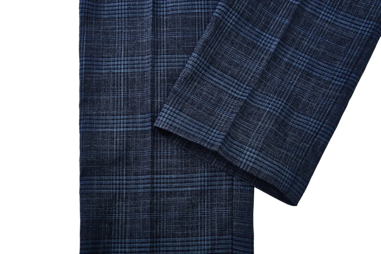 Blended Stretch Glen Check Suit Pants in Slim Fit