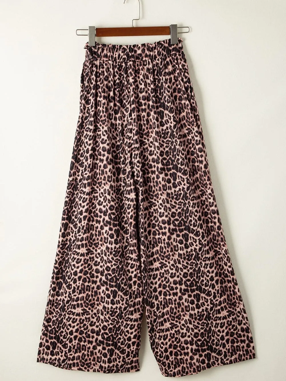 Bohemian Desert Palm Leopard Wide Leg Trousers