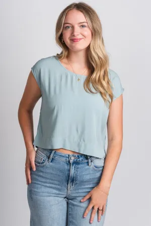 Cap sleeve boxy top pastel teal