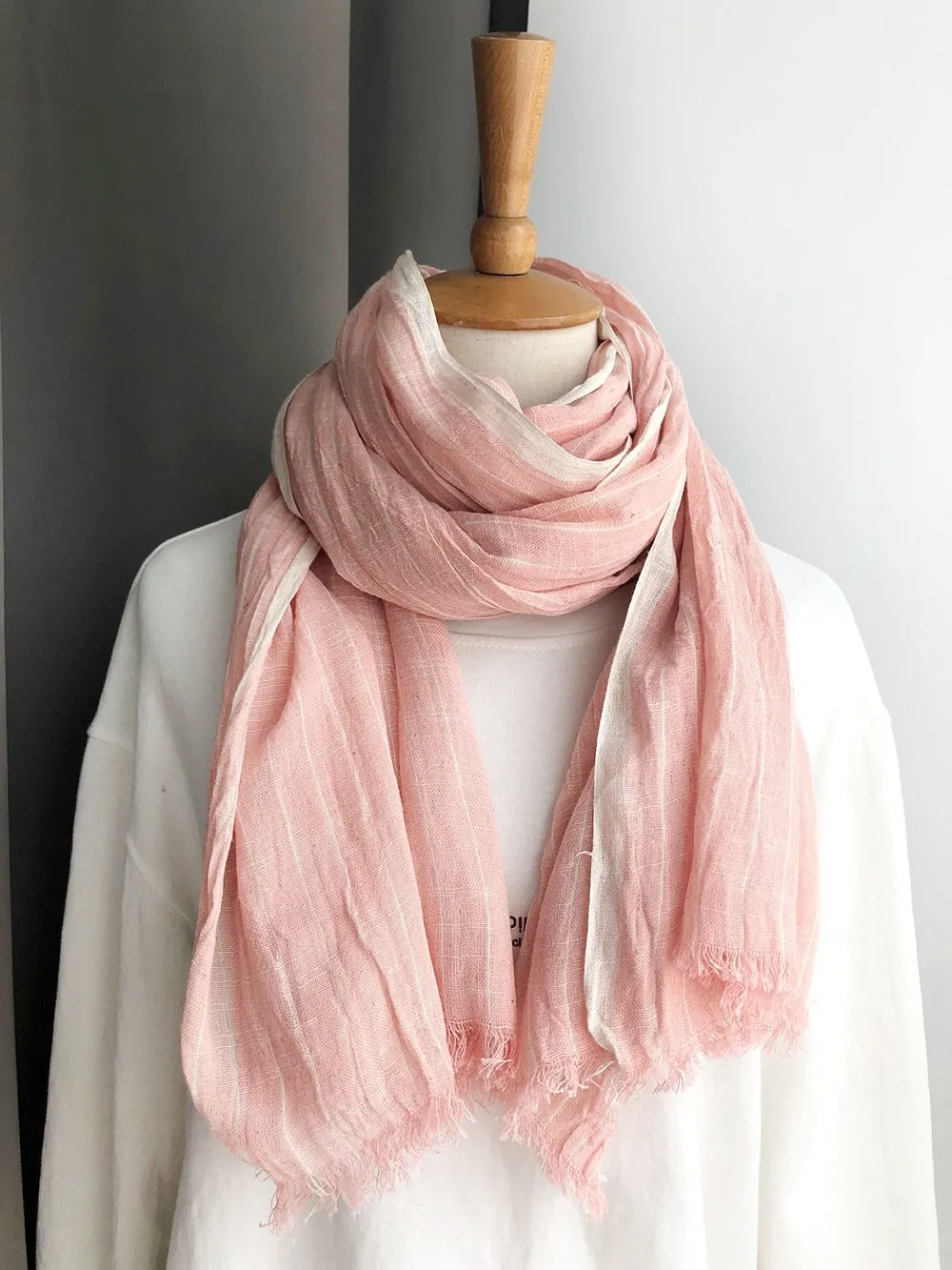 Casual Linen Stripe Scarf