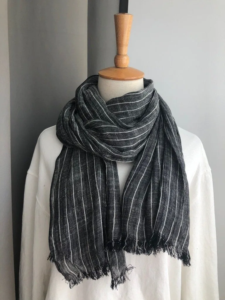 Casual Linen Stripe Scarf