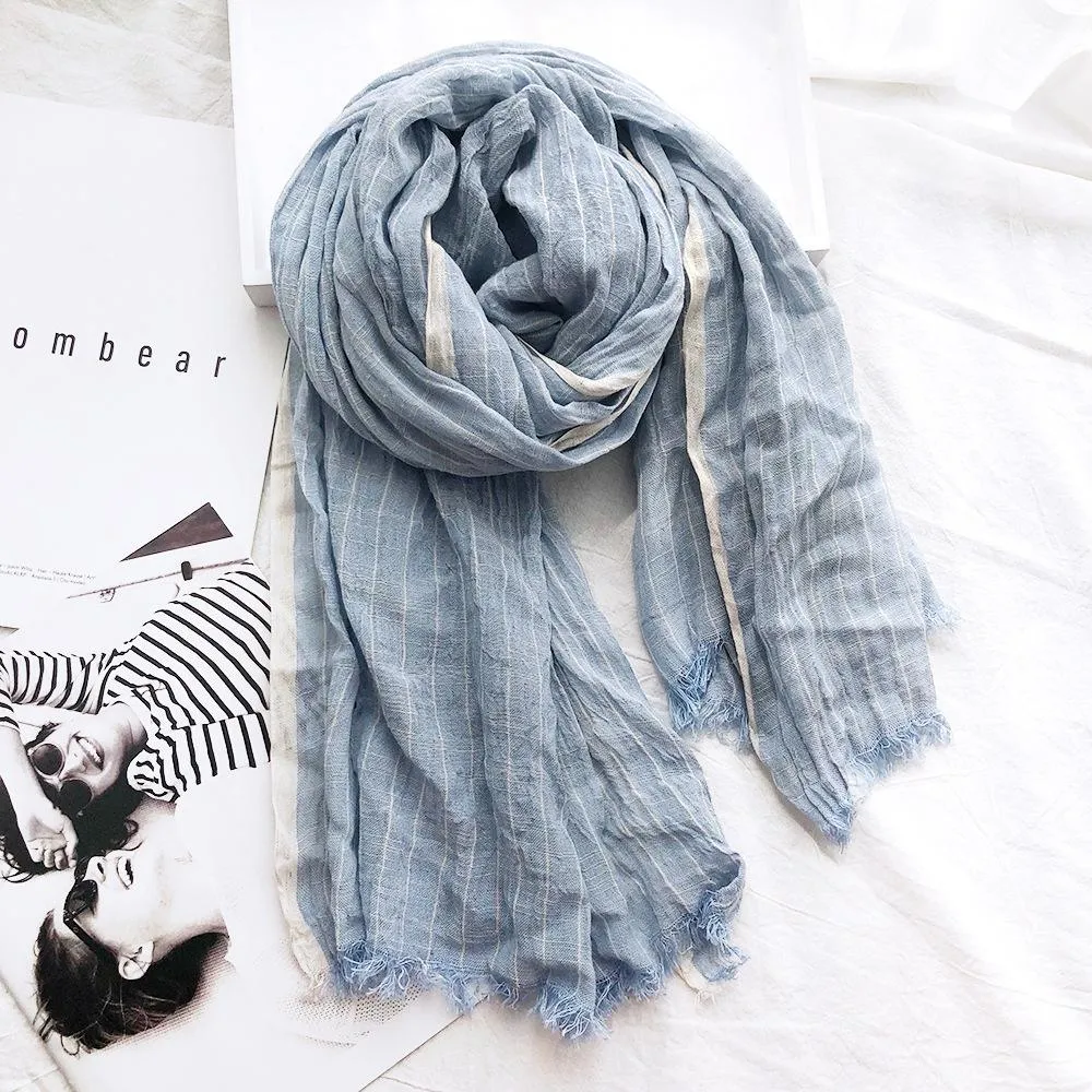 Casual Linen Stripe Scarf