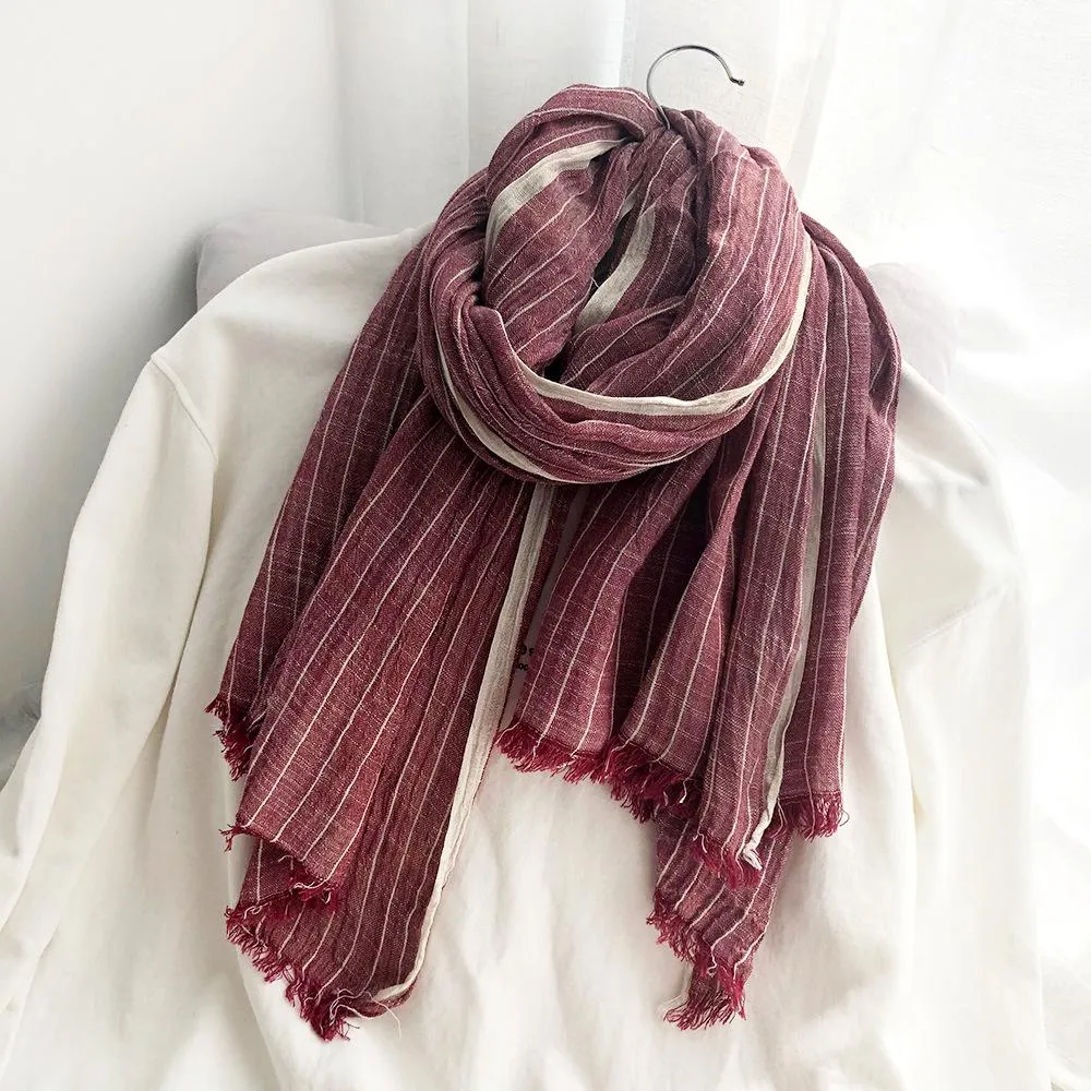 Casual Linen Stripe Scarf