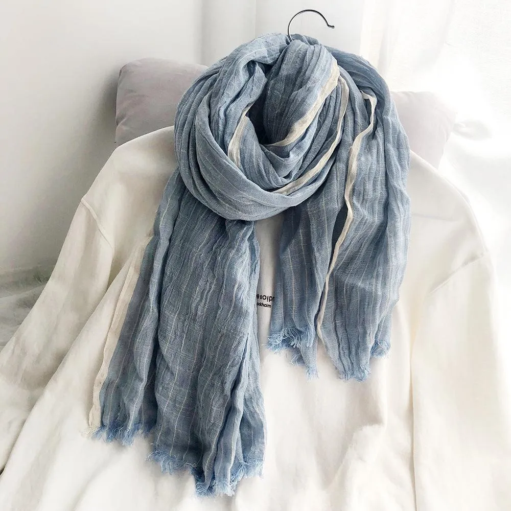 Casual Linen Stripe Scarf