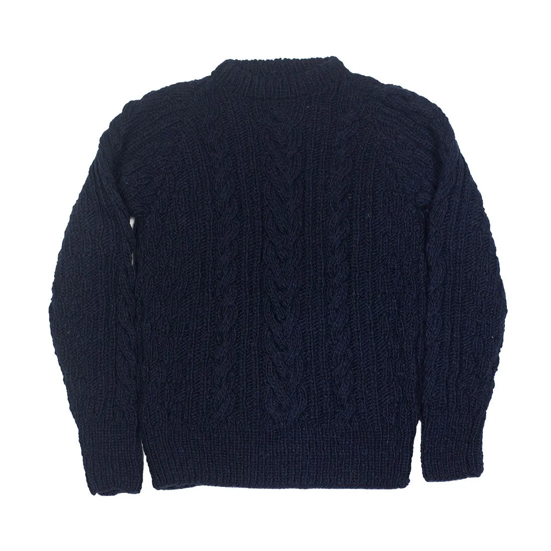 Chamula handknit fisherman pullover in dark navy Merino wool (restock)