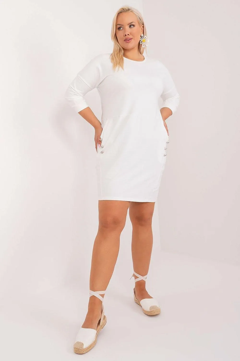 Chic Functional Plus Size Cotton Dress for Everyday Wear