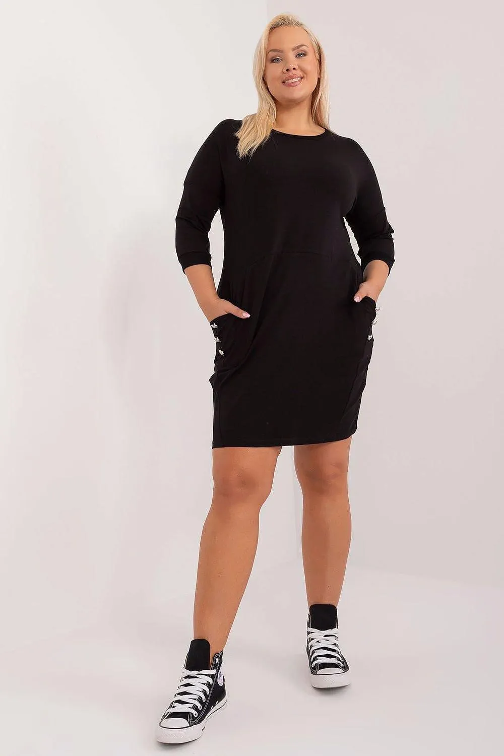 Chic Functional Plus Size Cotton Dress for Everyday Wear