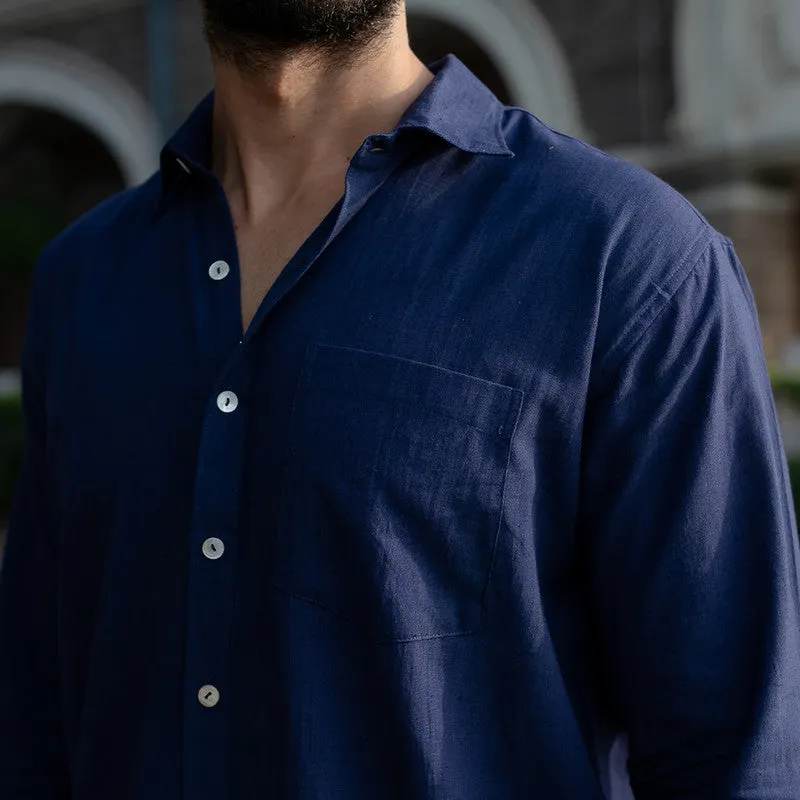 Cotton Blue Shirt for Men | Full Sleeves