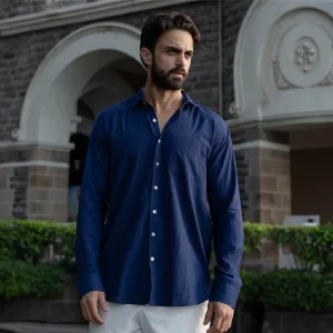 Cotton Blue Shirt for Men | Full Sleeves