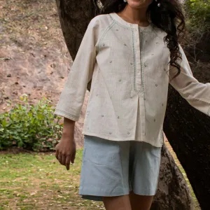 Cotton Chikankari Top for Women | Off-White | Hand Embroidered