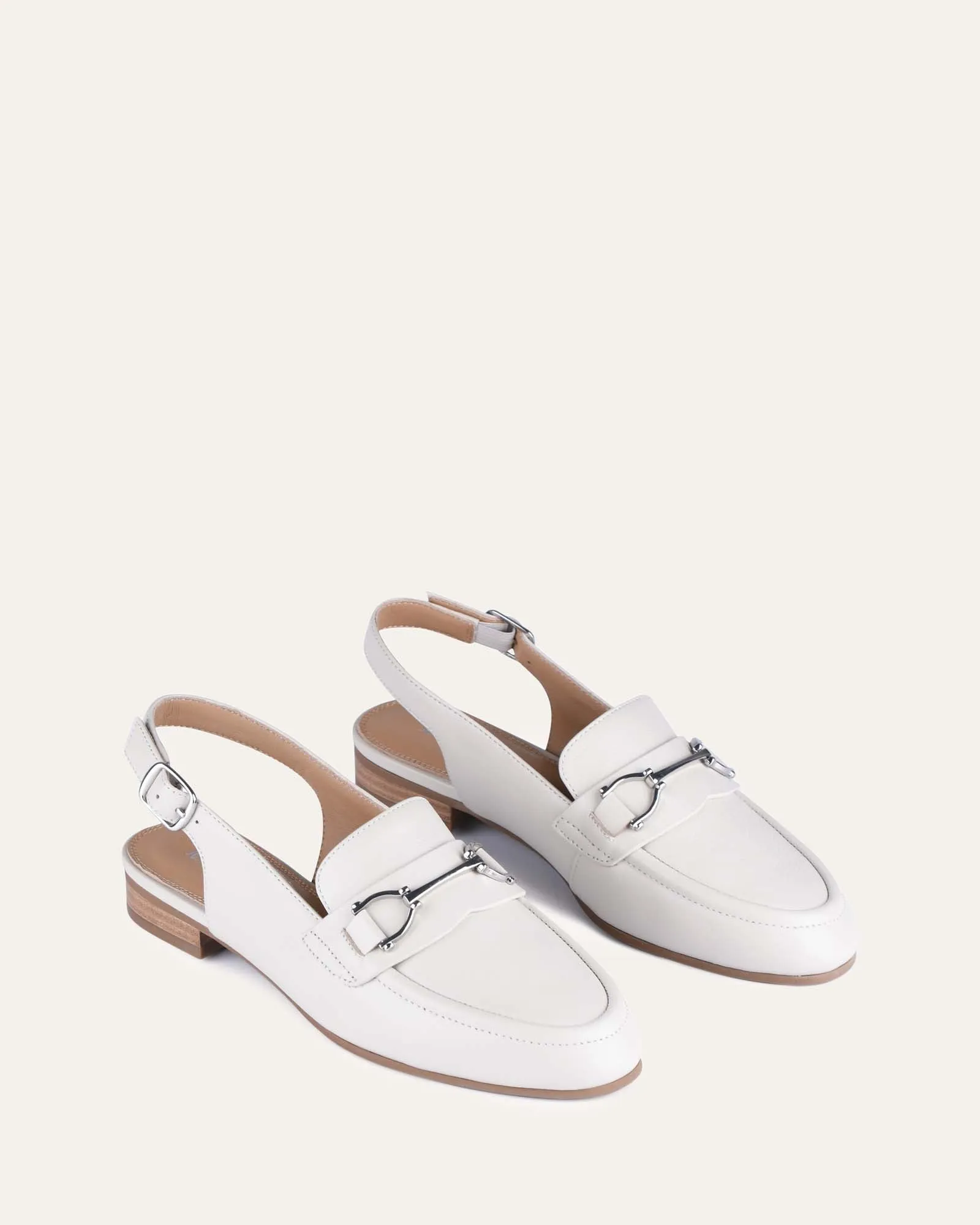 DIXIE CASUAL FLATS BONE LEATHER