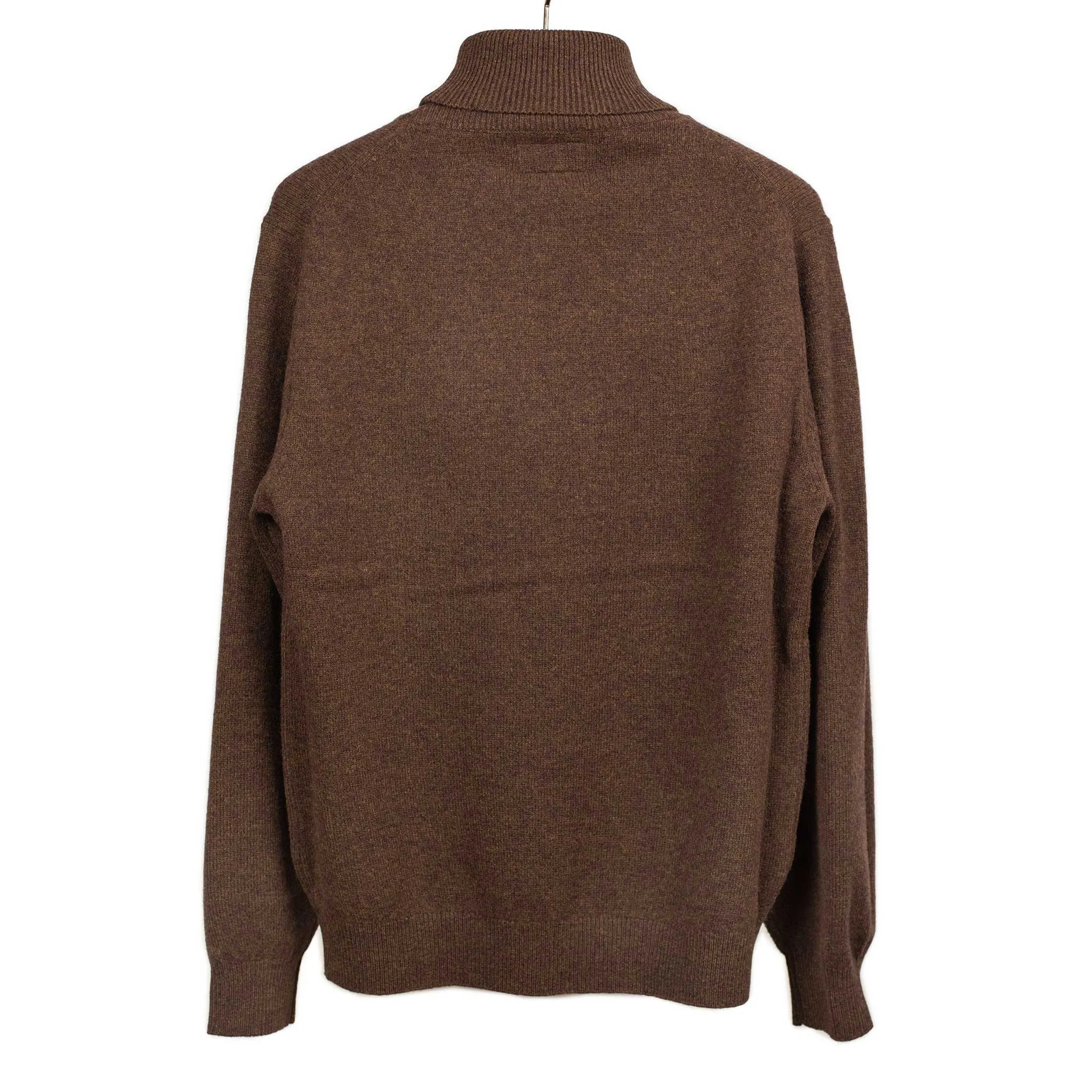 Fine gauge turtleneck sweater in brown wool (restock)