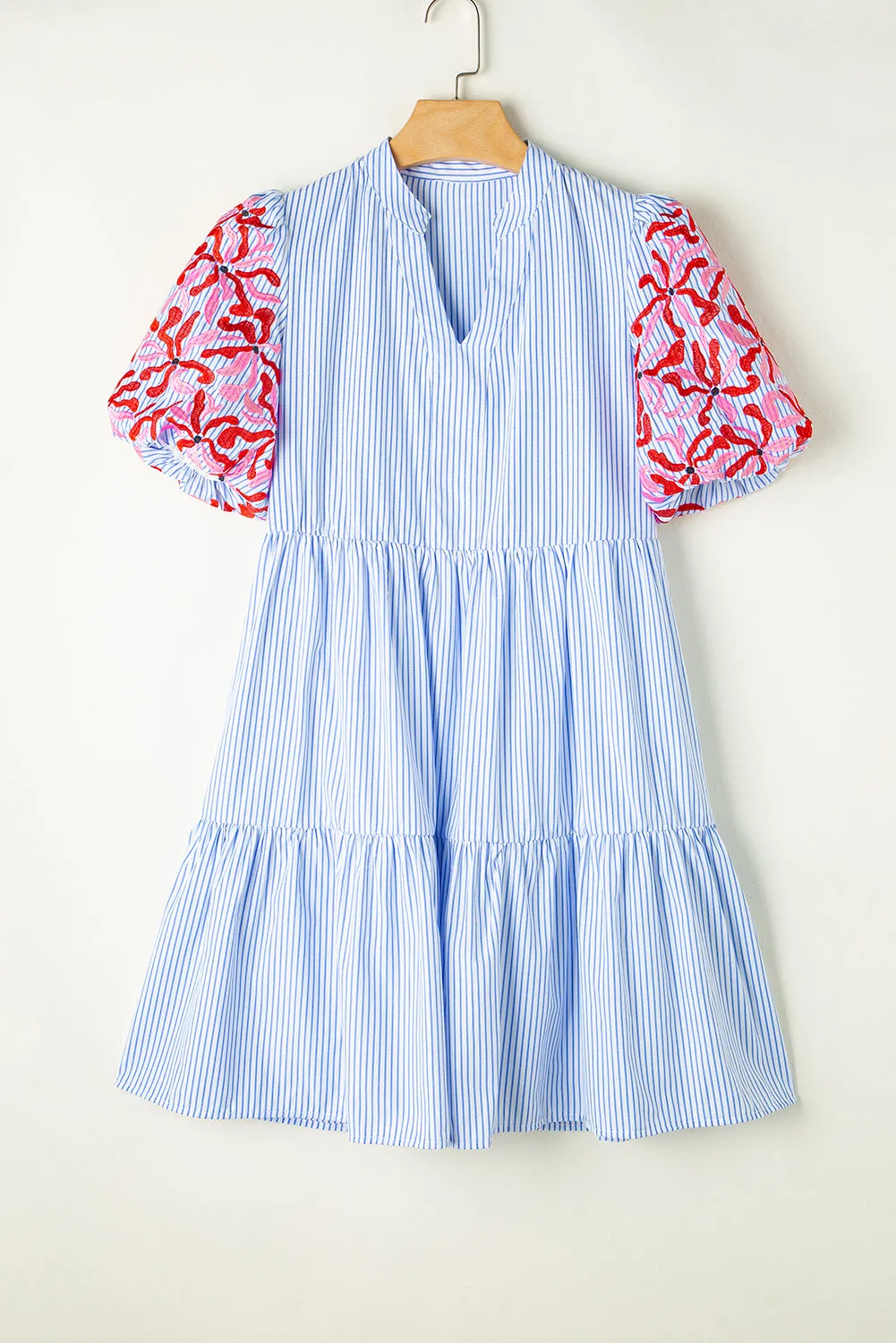 Floral Puff Sleeve Tiered Ruffle Dress