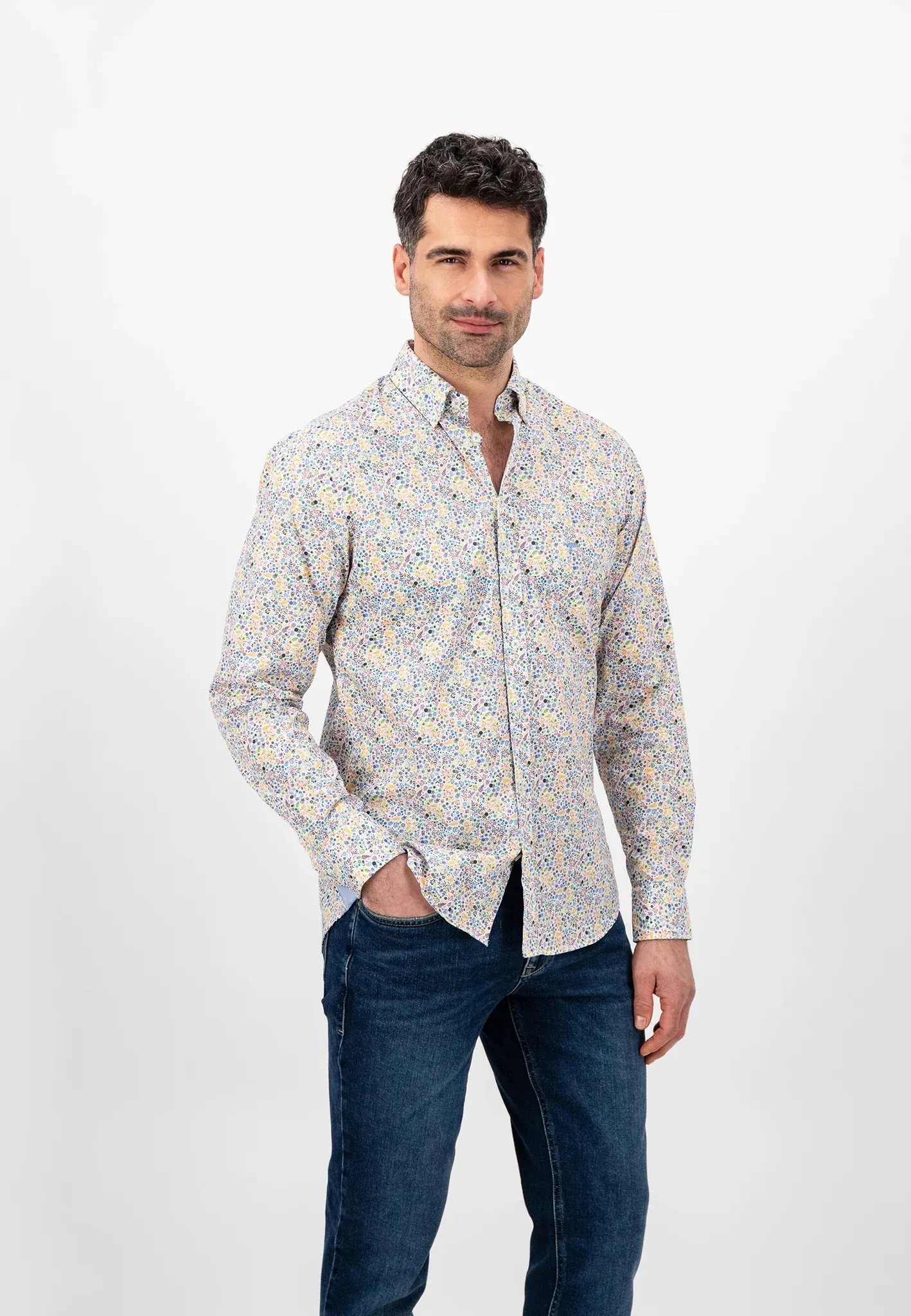 FYNCH HATTON Multi Print Shirt - Men's Soft Cotton – Dusty Lavender