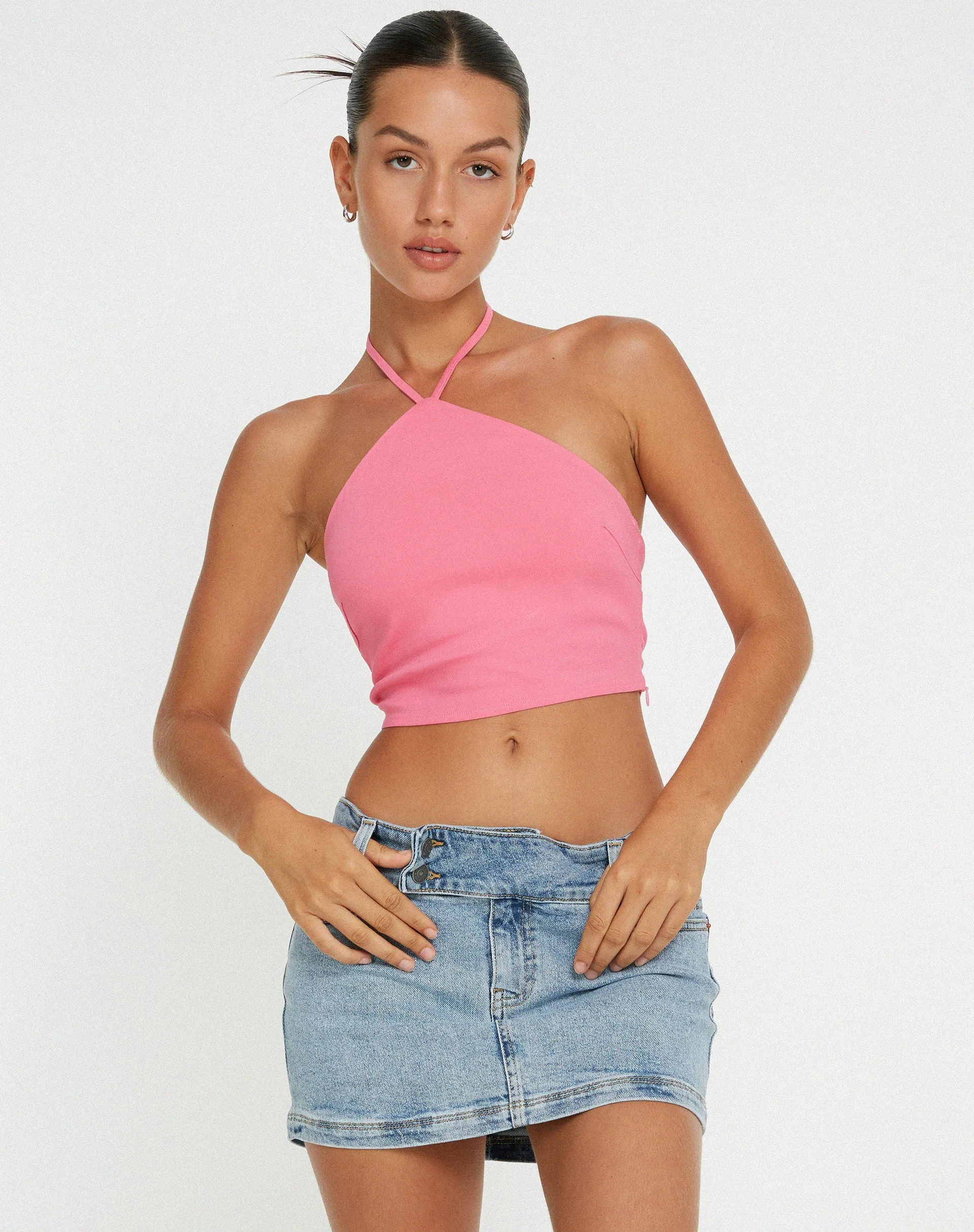 Janli Crop Top in Neon Pink