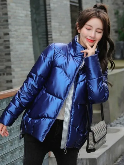 Light-reflecting Parka Short Padded Jacket