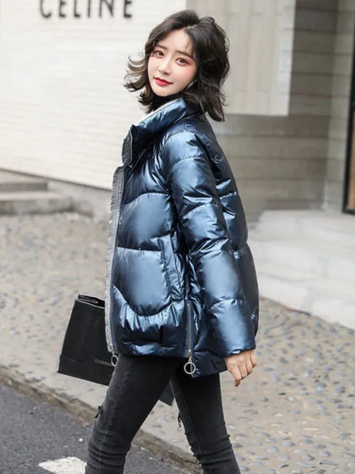 Light-reflecting Parka Short Padded Jacket