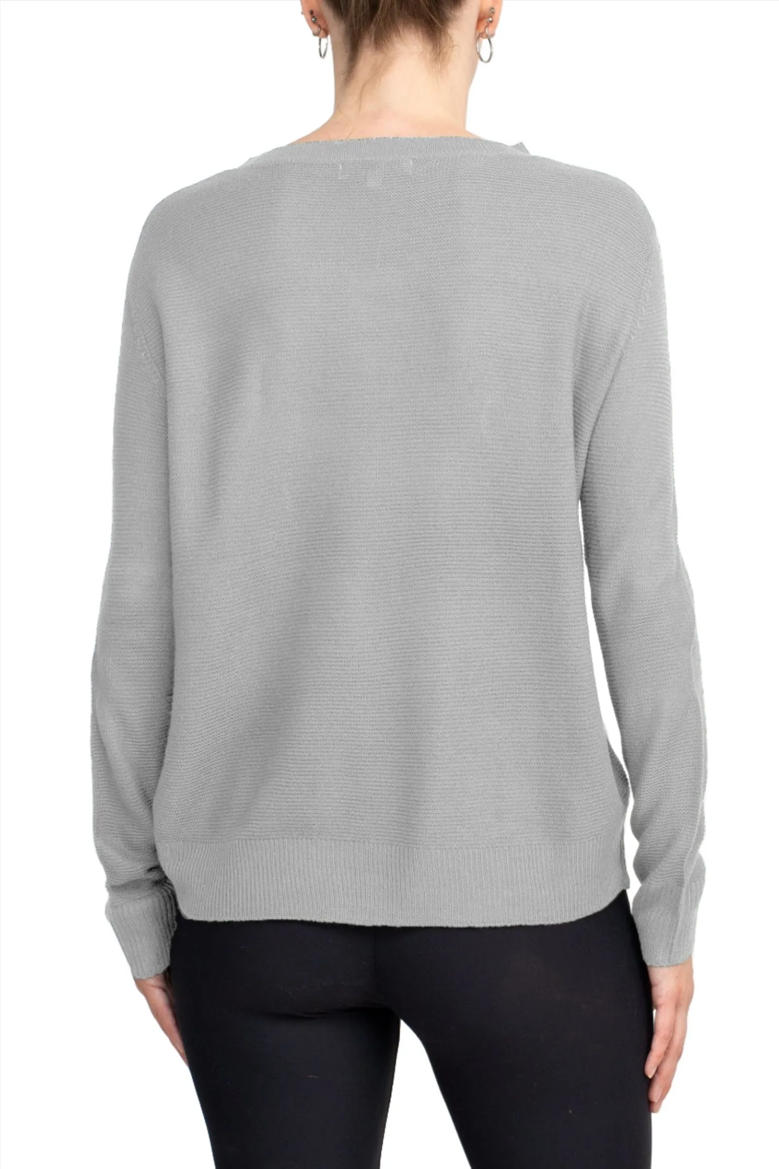 Melrose Chic Crew Neck Long Sleeve Knit Top