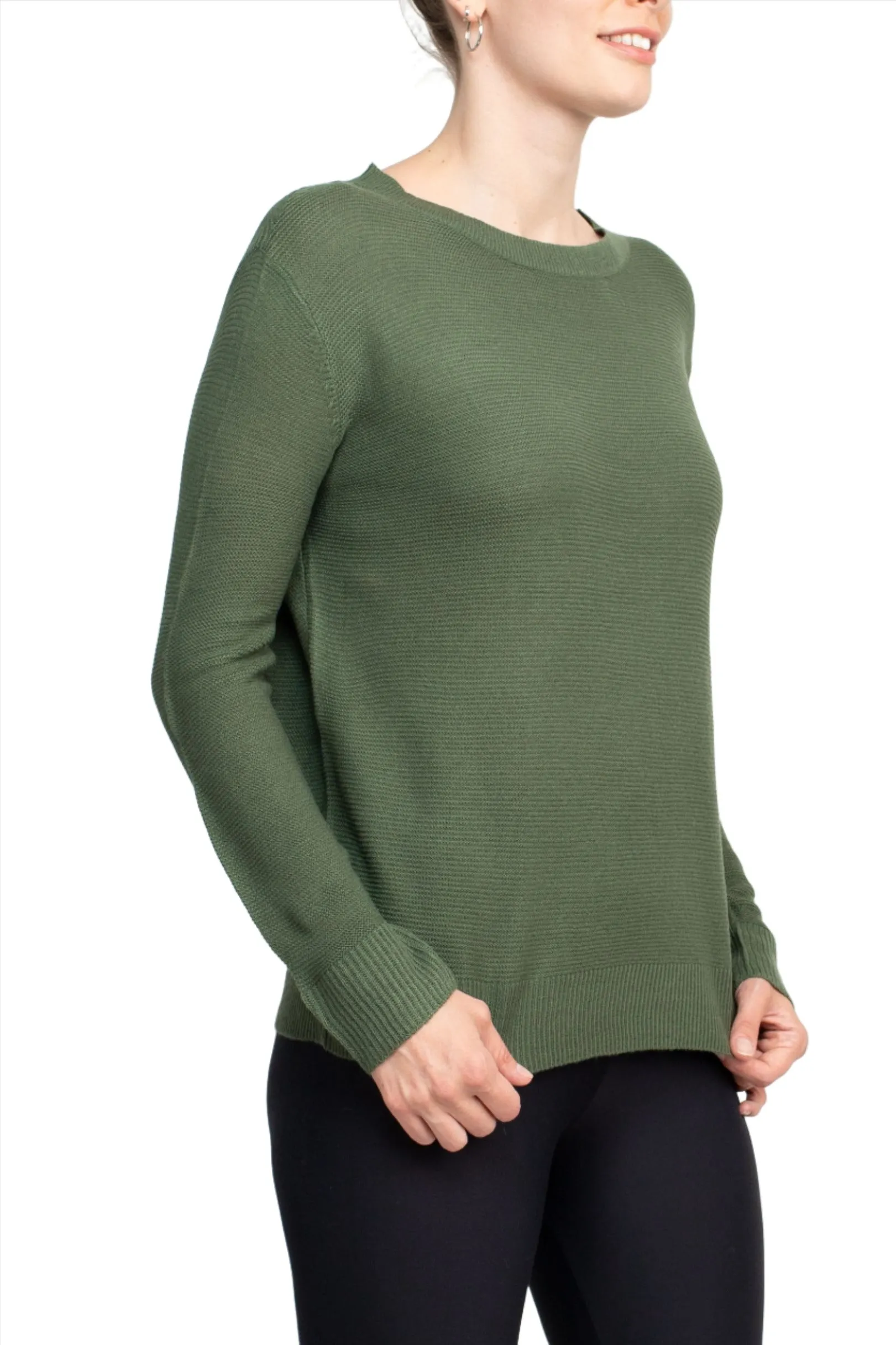 Melrose Chic Crew Neck Long Sleeve Knit Top