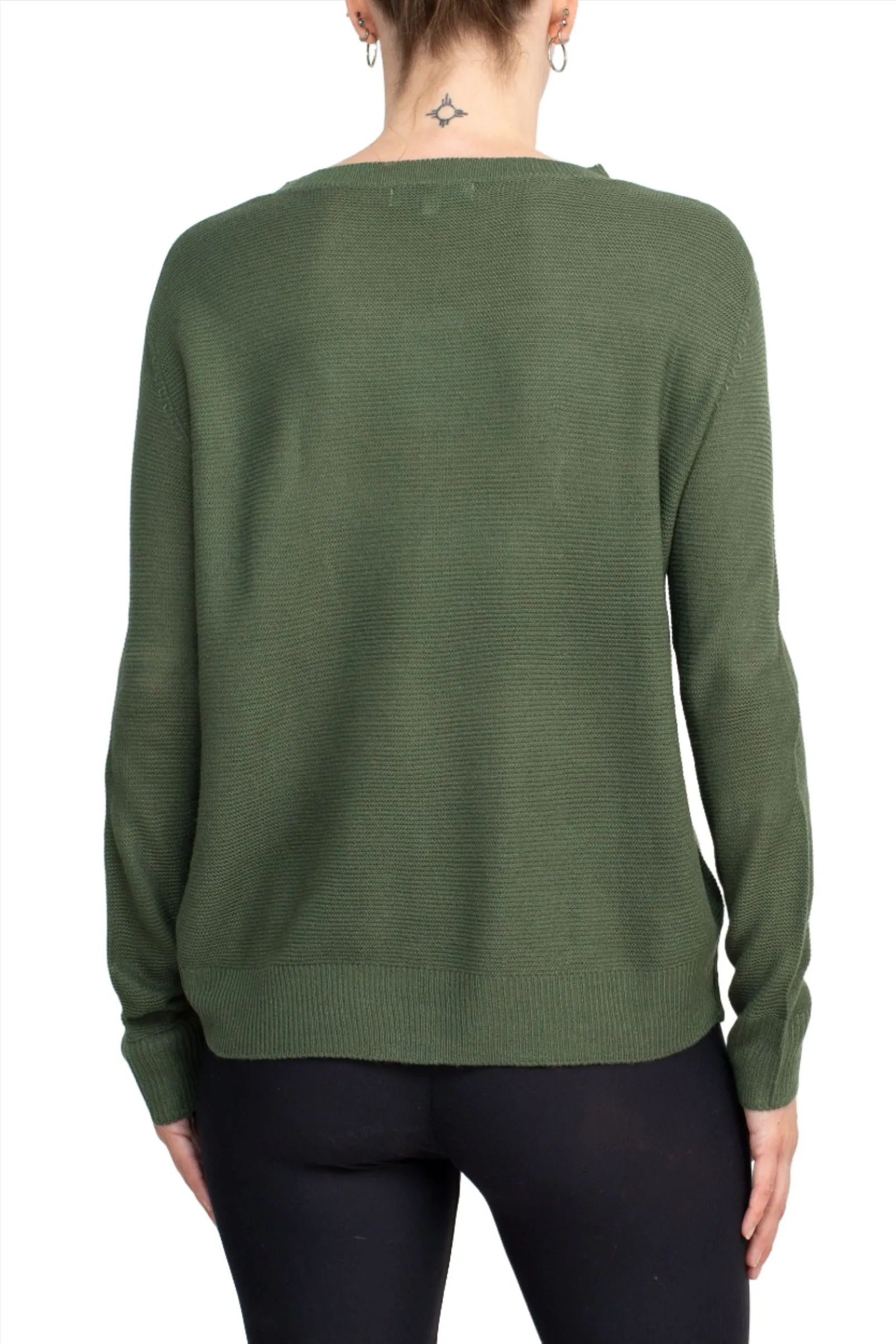 Melrose Chic Crew Neck Long Sleeve Knit Top