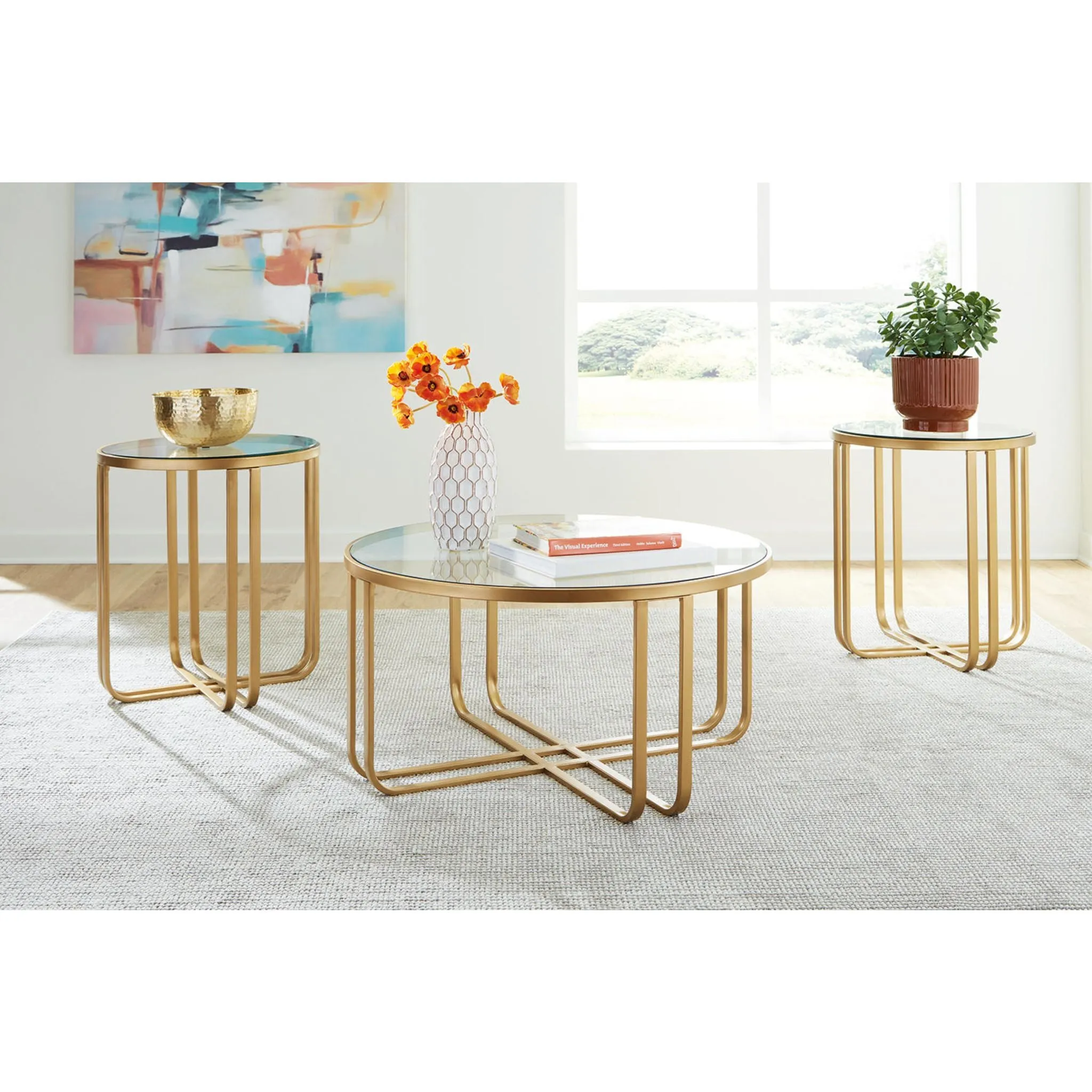 Milloton 3 Pack Tables - Gold