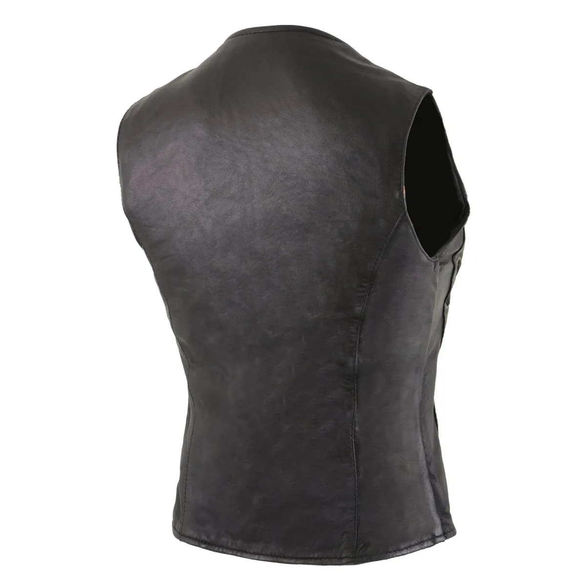 Milwaukee Leather SH1216 Ladies Black Leather Vest with Front Laces