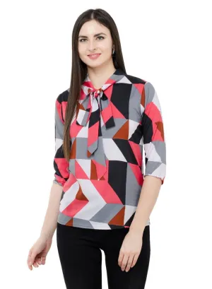 Multicoloured Colour  Regular Length Crepe Casual  Tops