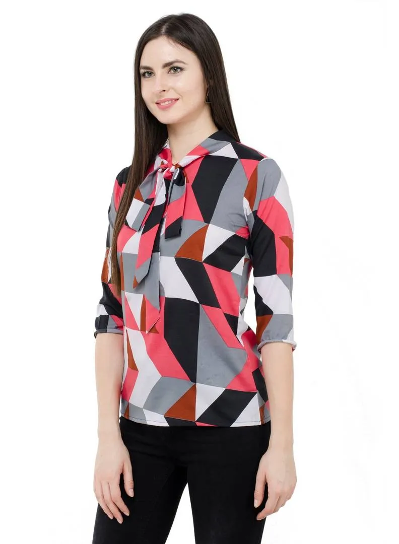 Multicoloured Colour  Regular Length Crepe Casual  Tops