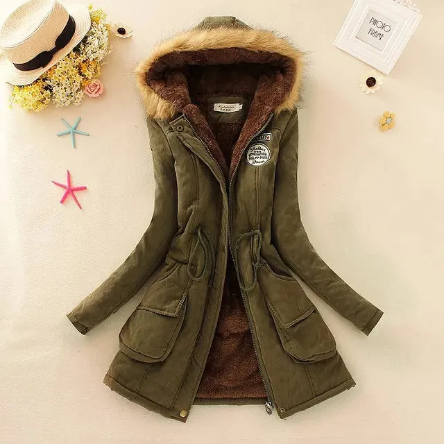 New Autumn Winter Women Cotton Jacket Padded Hooded Parkas