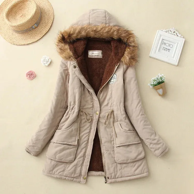 New Autumn Winter Women Cotton Jacket Padded Hooded Parkas