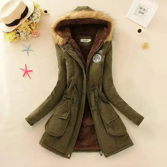 New Autumn Winter Women Cotton Jacket Padded Hooded Parkas