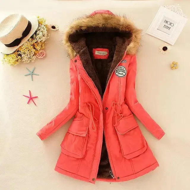 New Autumn Winter Women Cotton Jacket Padded Hooded Parkas