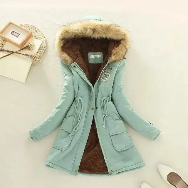 New Autumn Winter Women Cotton Jacket Padded Hooded Parkas