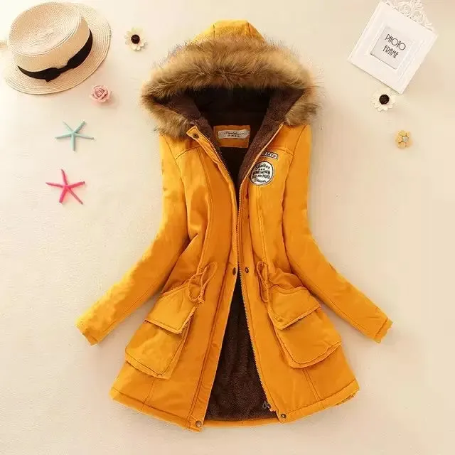 New Autumn Winter Women Cotton Jacket Padded Hooded Parkas