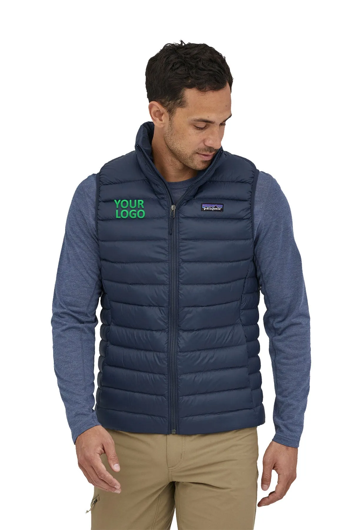 Patagonia Mens Down Sweater Customized Vests, New Navy