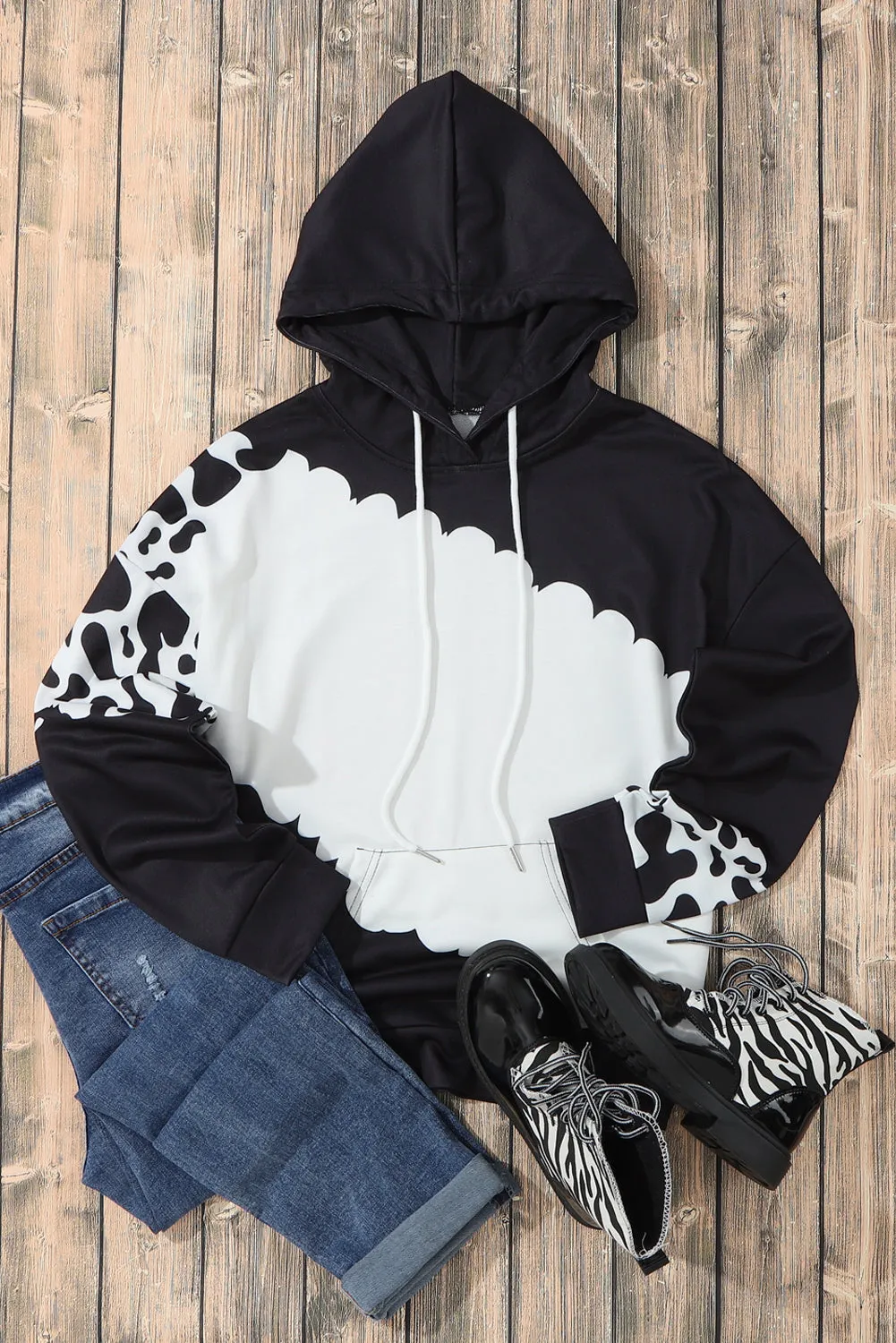 Pocketed Drawstring Pullover Hoodie