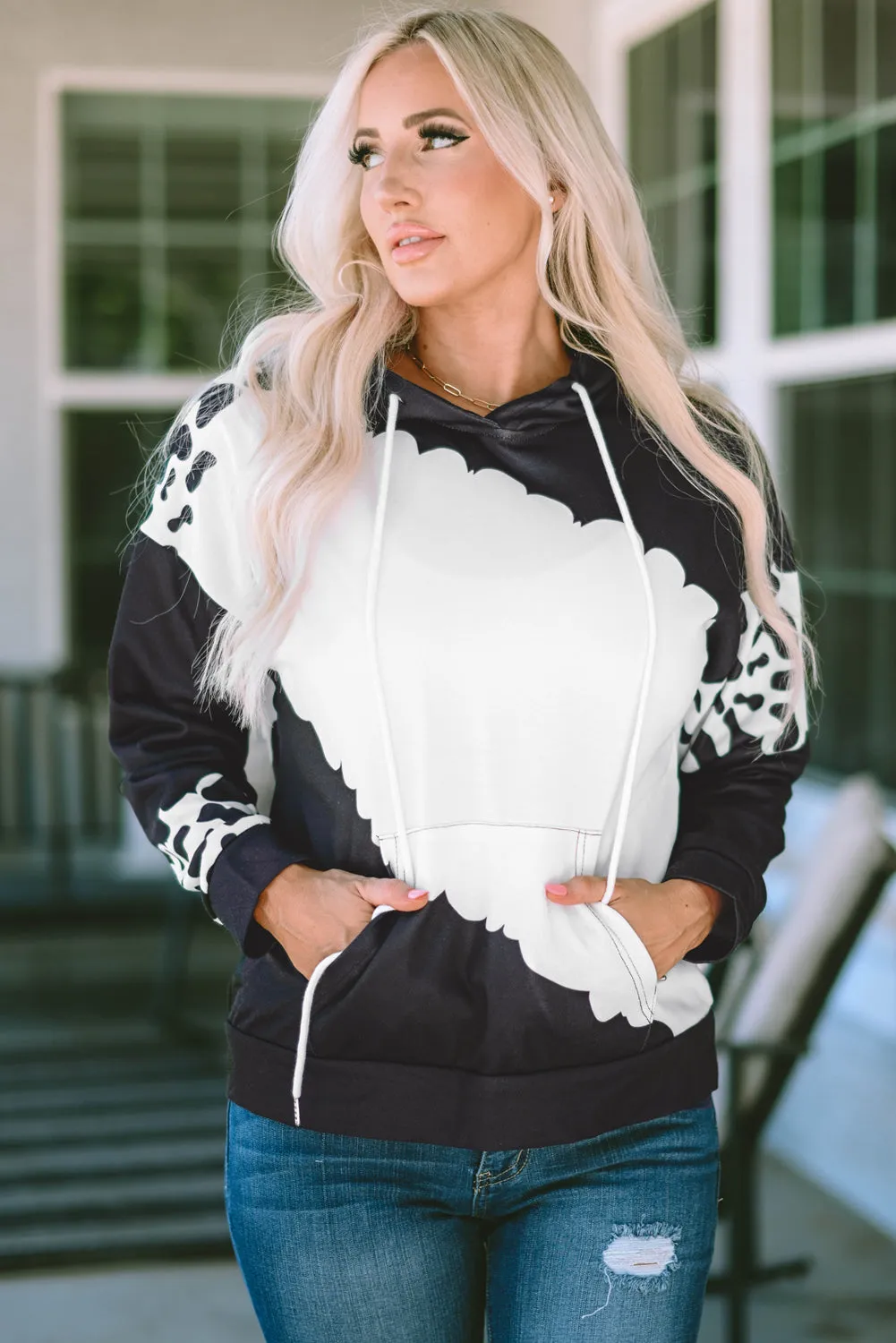 Pocketed Drawstring Pullover Hoodie