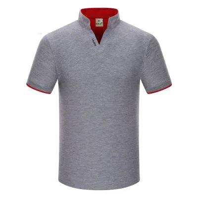 Q.E.J New 2016 Brand Solid Color Stand collar polo Shirt Summer  Men Casual Short-sleeve Slim Fit Men Polo Shirt Clothing