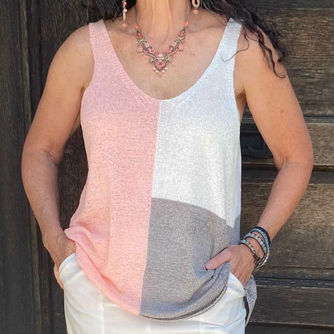 SALE! Color Block V-Neck Tank Top