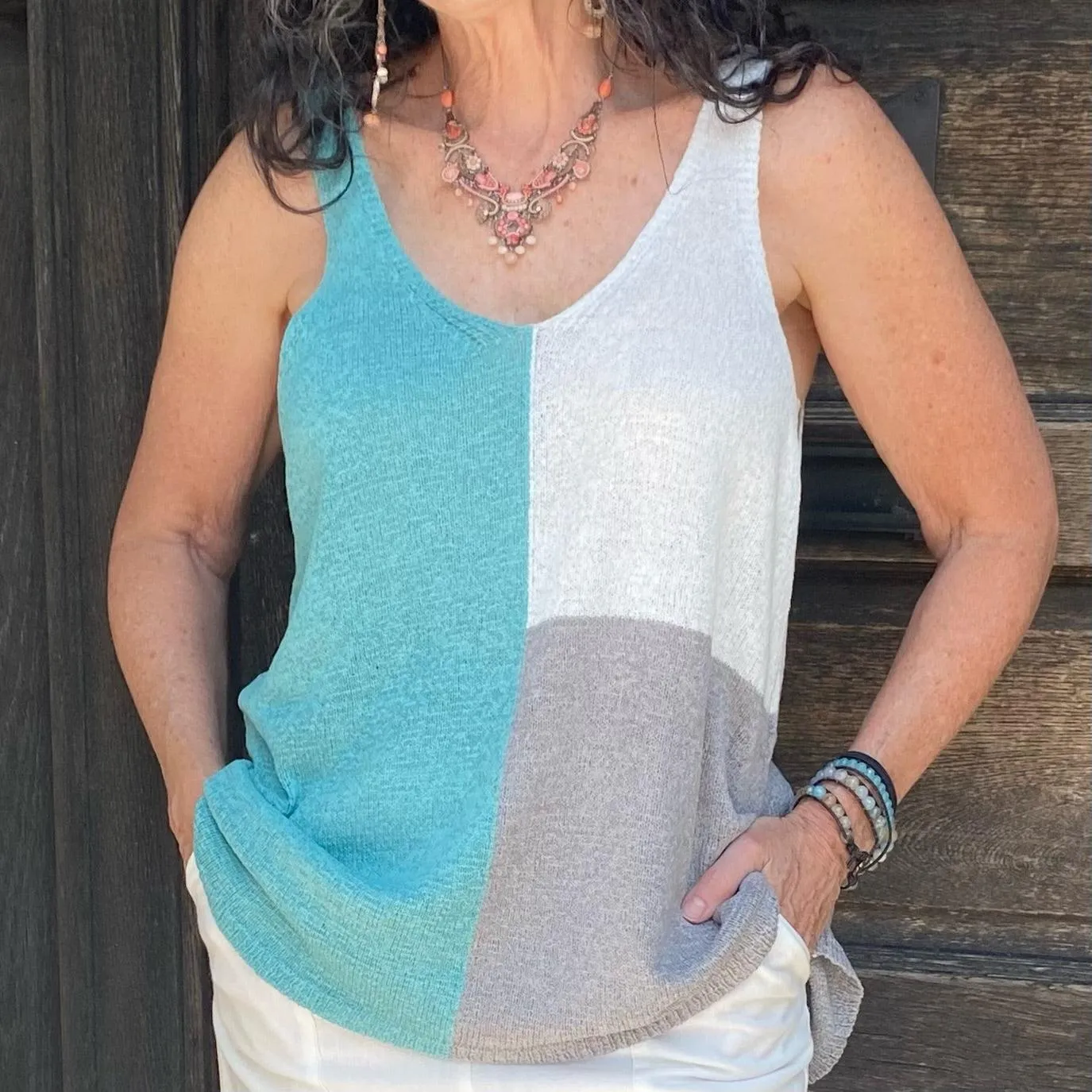 SALE! Color Block V-Neck Tank Top