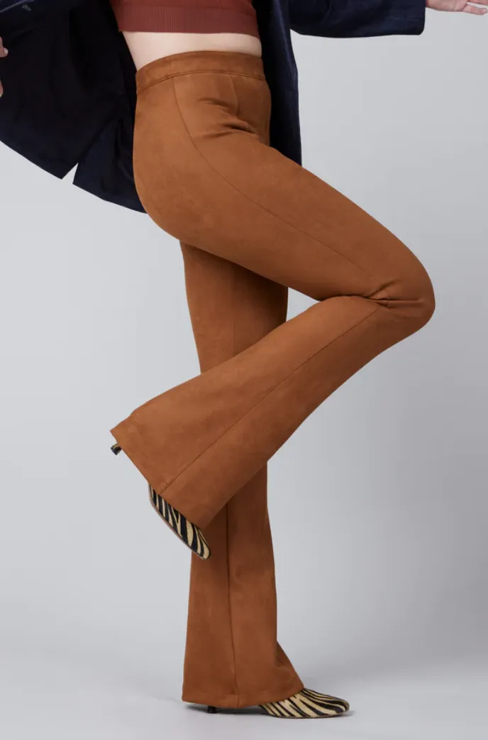 Spanx Faux Suede Flare Pants Rich Caramel