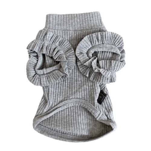 The Essential Turtleneck with Ruffles - Grey